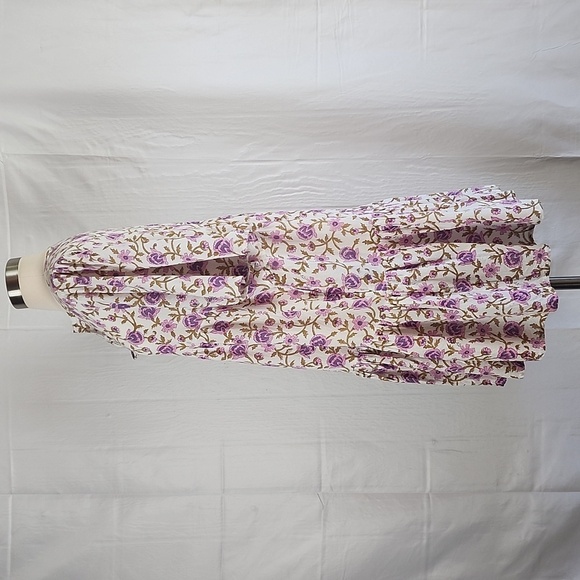 Shade Amour 100% Cotton Tiered Floral Print Tie Front Short Sleeve Mini Dress L - Picture 4 of 12